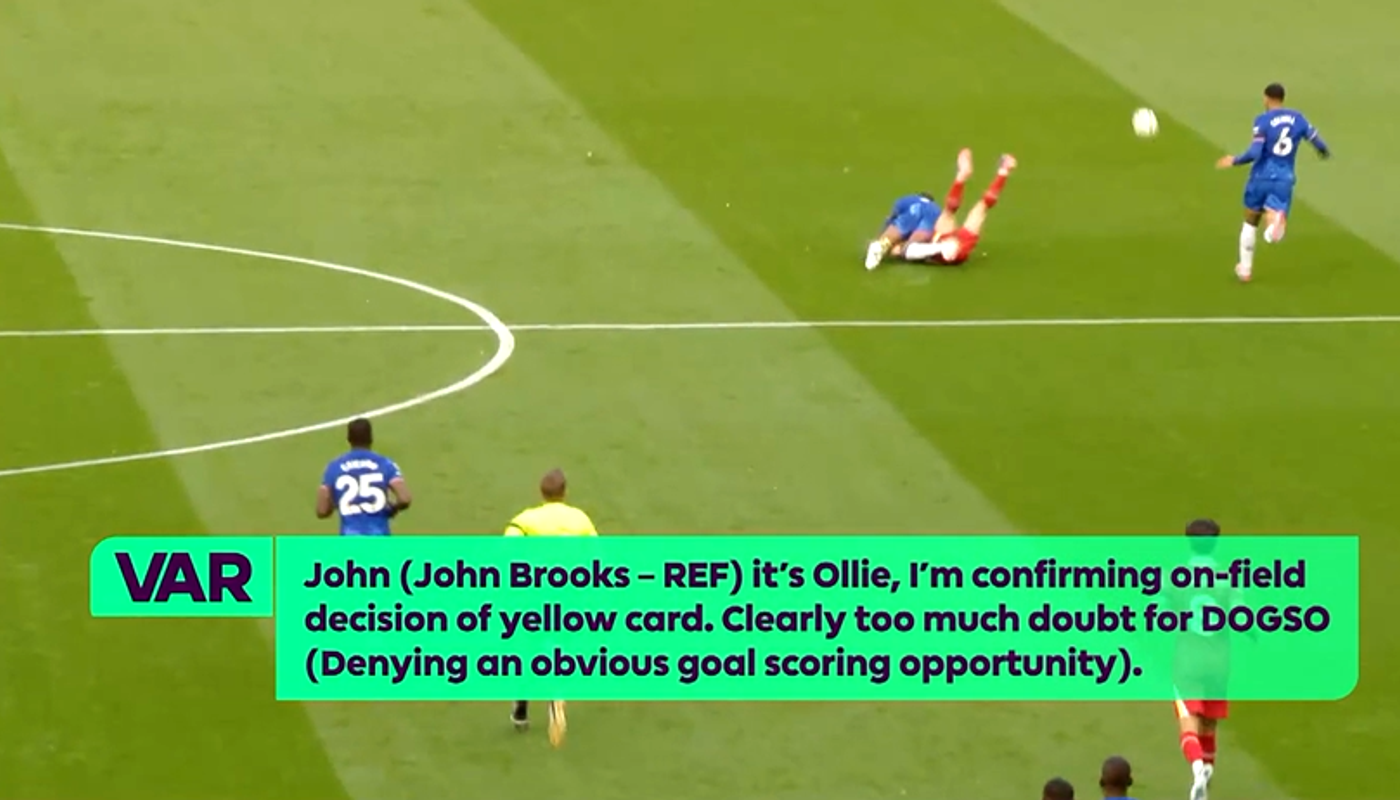 They then confirm Brooks' on-field decision of a yellow card